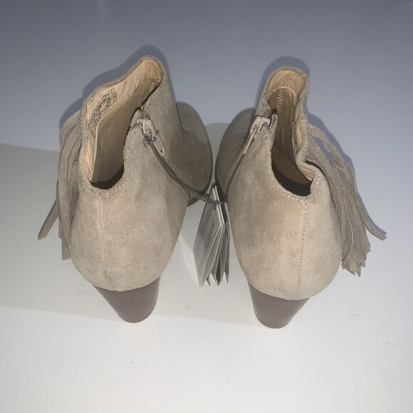 Vionic Boots Womens Size 9.5 Taupe Suede Faros Ankle Booties Fringe Zip Studded - Picture 6 of 9